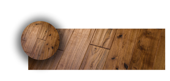 closeup of hand scraped hardwood flooring
